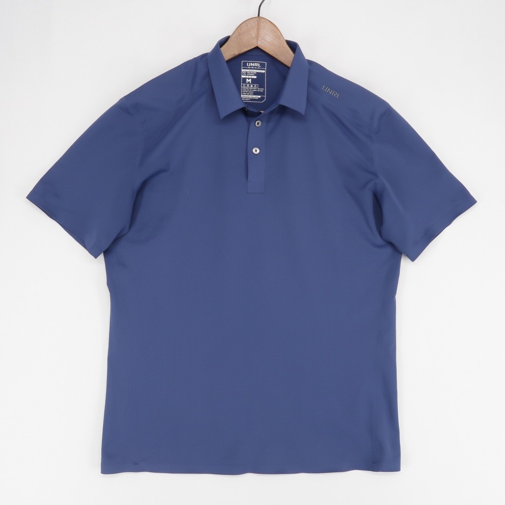 UNRL Pique Pro Polo Shirt Mens M Blue Short Sleeve Golf Performance